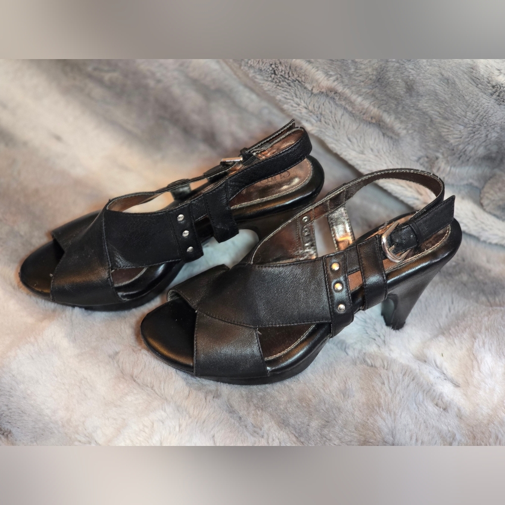 Classic Black Slingback Heeled Sandals